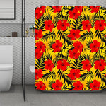 Hawaiian Hibiscus Flowers Pattern Print Polyester Shower Curtain