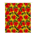 Hawaiian Hibiscus Flowers Pattern Print Polyester Shower Curtain