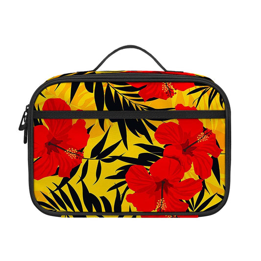 Hawaiian Hibiscus Flowers Pattern Print Portable Lunch Bag