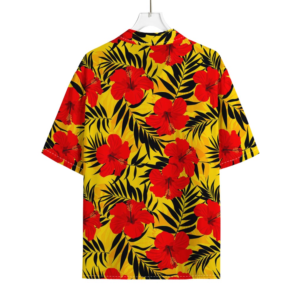 Hawaiian Hibiscus Flowers Pattern Print Rayon Hawaiian Shirt
