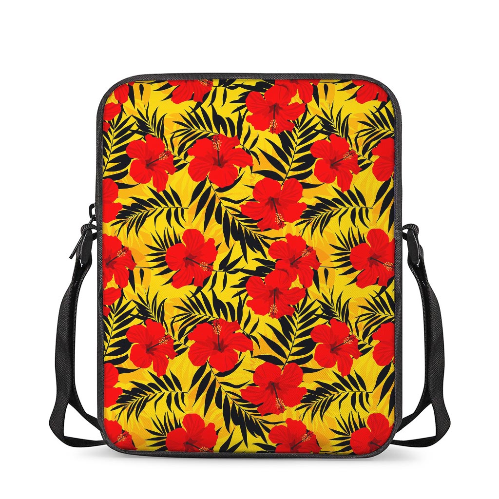 Hawaiian Hibiscus Flowers Pattern Print Rectangular Crossbody Bag