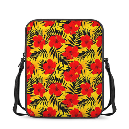 Hawaiian Hibiscus Flowers Pattern Print Rectangular Crossbody Bag
