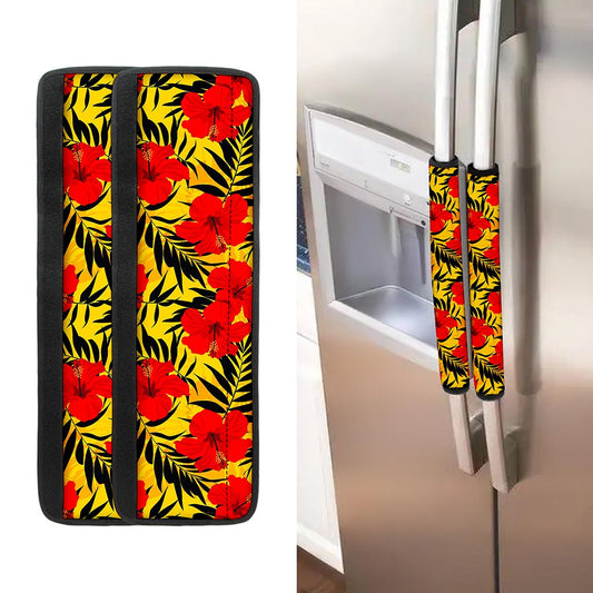 Hawaiian Hibiscus Flowers Pattern Print Refrigerator Handle Covers