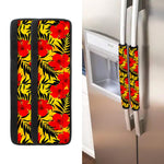 Hawaiian Hibiscus Flowers Pattern Print Refrigerator Handle Covers