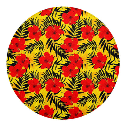 Hawaiian Hibiscus Flowers Pattern Print Round Blanket