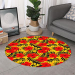 Hawaiian Hibiscus Flowers Pattern Print Round Rug
