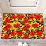 Hawaiian Hibiscus Flowers Pattern Print Rubber Doormat