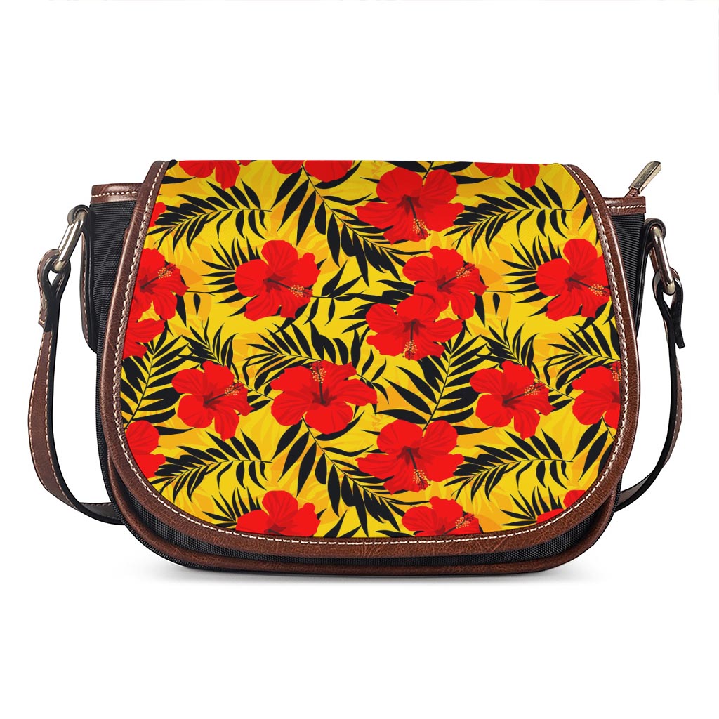 Hawaiian Hibiscus Flowers Pattern Print Saddle Bag