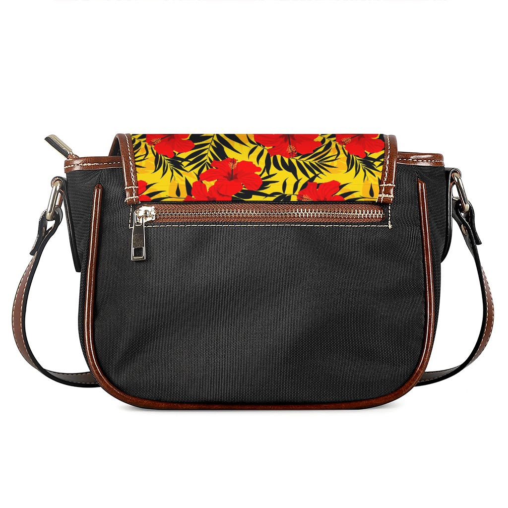 Hawaiian Hibiscus Flowers Pattern Print Saddle Bag