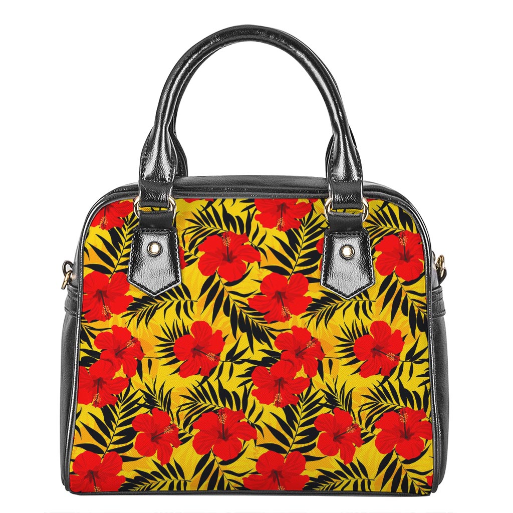 Hawaiian Hibiscus Flowers Pattern Print Shoulder Handbag