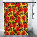 Hawaiian Hibiscus Flowers Pattern Print Shower Curtain