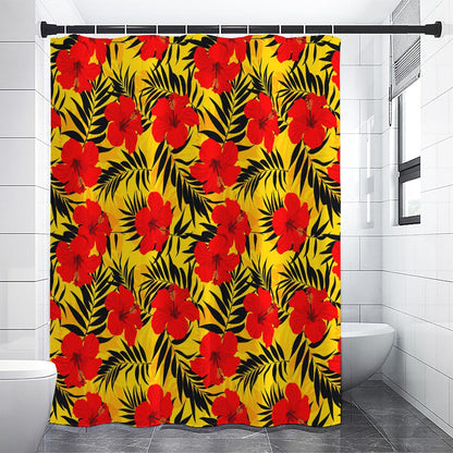Hawaiian Hibiscus Flowers Pattern Print Shower Curtain
