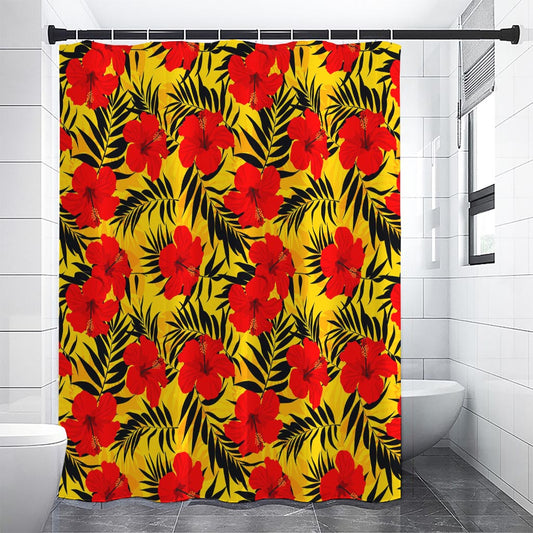 Hawaiian Hibiscus Flowers Pattern Print Shower Curtain