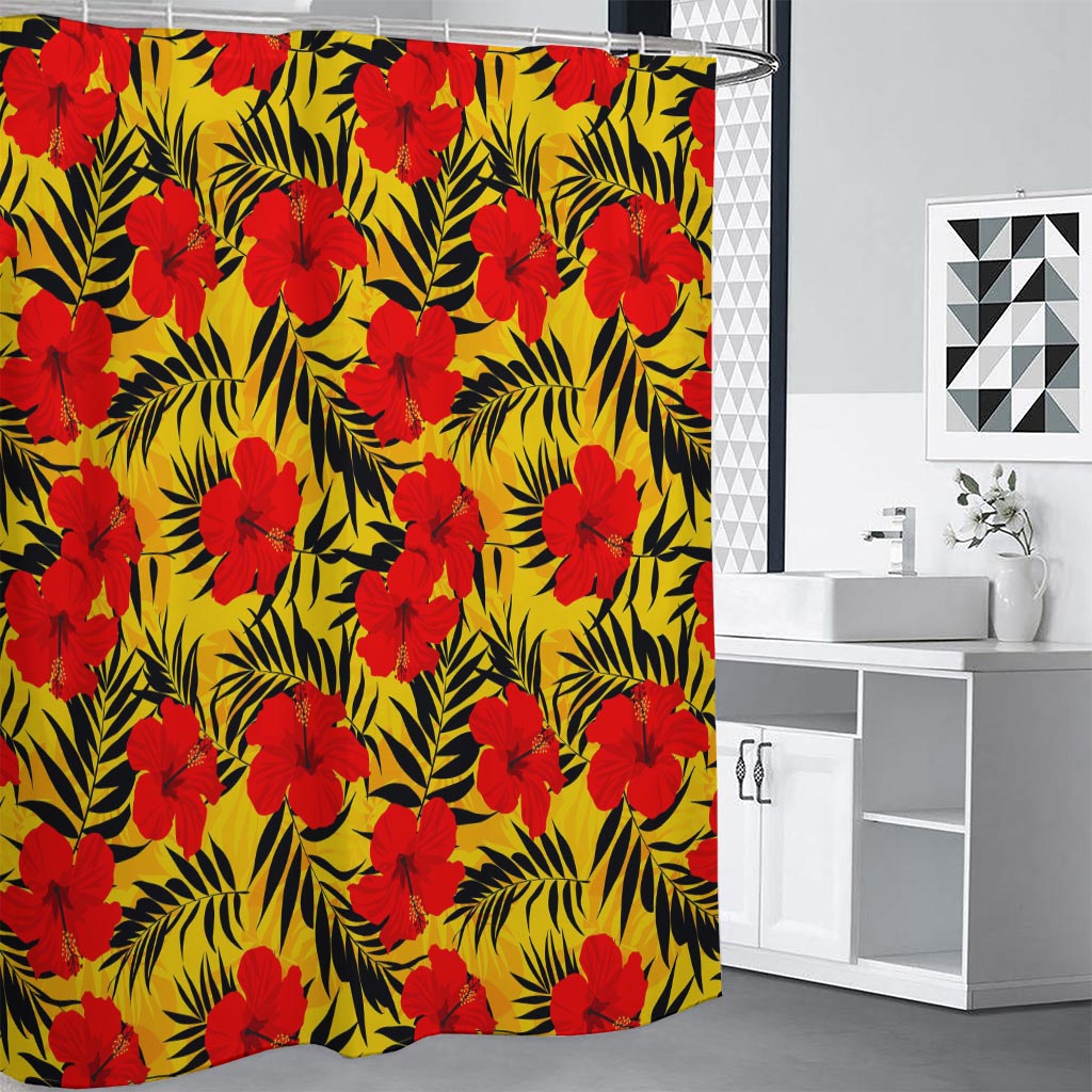 Hawaiian Hibiscus Flowers Pattern Print Shower Curtain