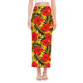 Hawaiian Hibiscus Flowers Pattern Print Side Slit Maxi Skirt