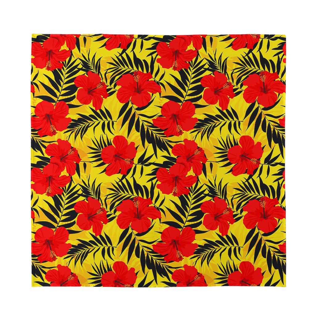 Hawaiian Hibiscus Flowers Pattern Print Silk Bandana