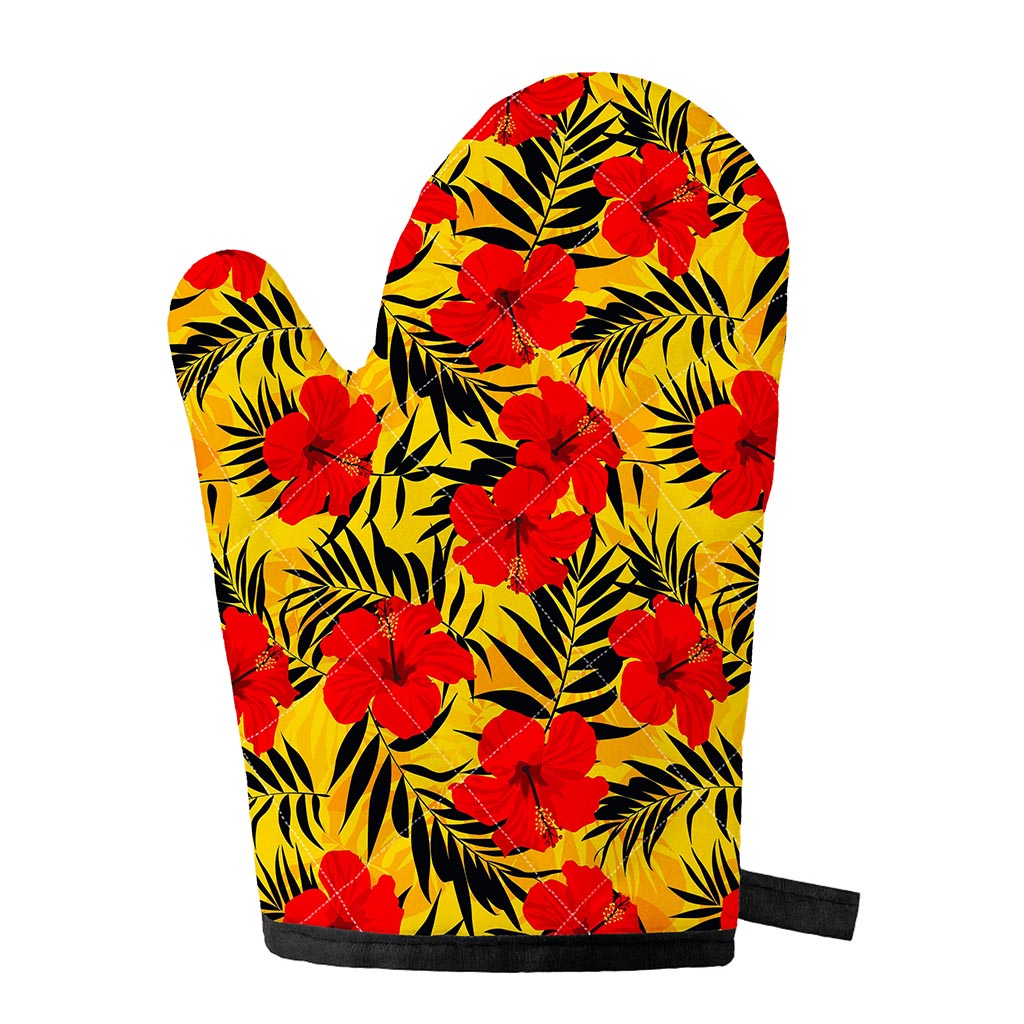 Hawaiian Hibiscus Flowers Pattern Print Single Oven Mitt