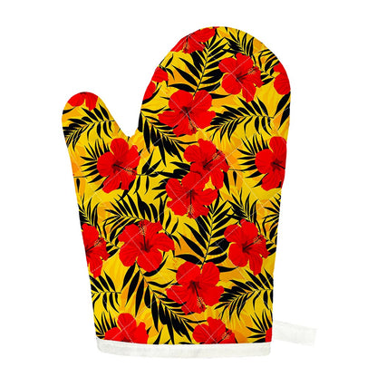 Hawaiian Hibiscus Flowers Pattern Print Single Oven Mitt