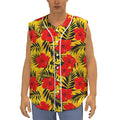 Hawaiian Hibiscus Flowers Pattern Print Sleeveless Baseball Jersey