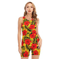 Hawaiian Hibiscus Flowers Pattern Print Sleeveless One Piece Swimsuit