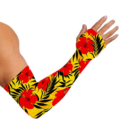 Hawaiian Hibiscus Flowers Pattern Print Sun Protection Arm Sleeves