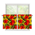 Hawaiian Hibiscus Flowers Pattern Print Tier Curtains