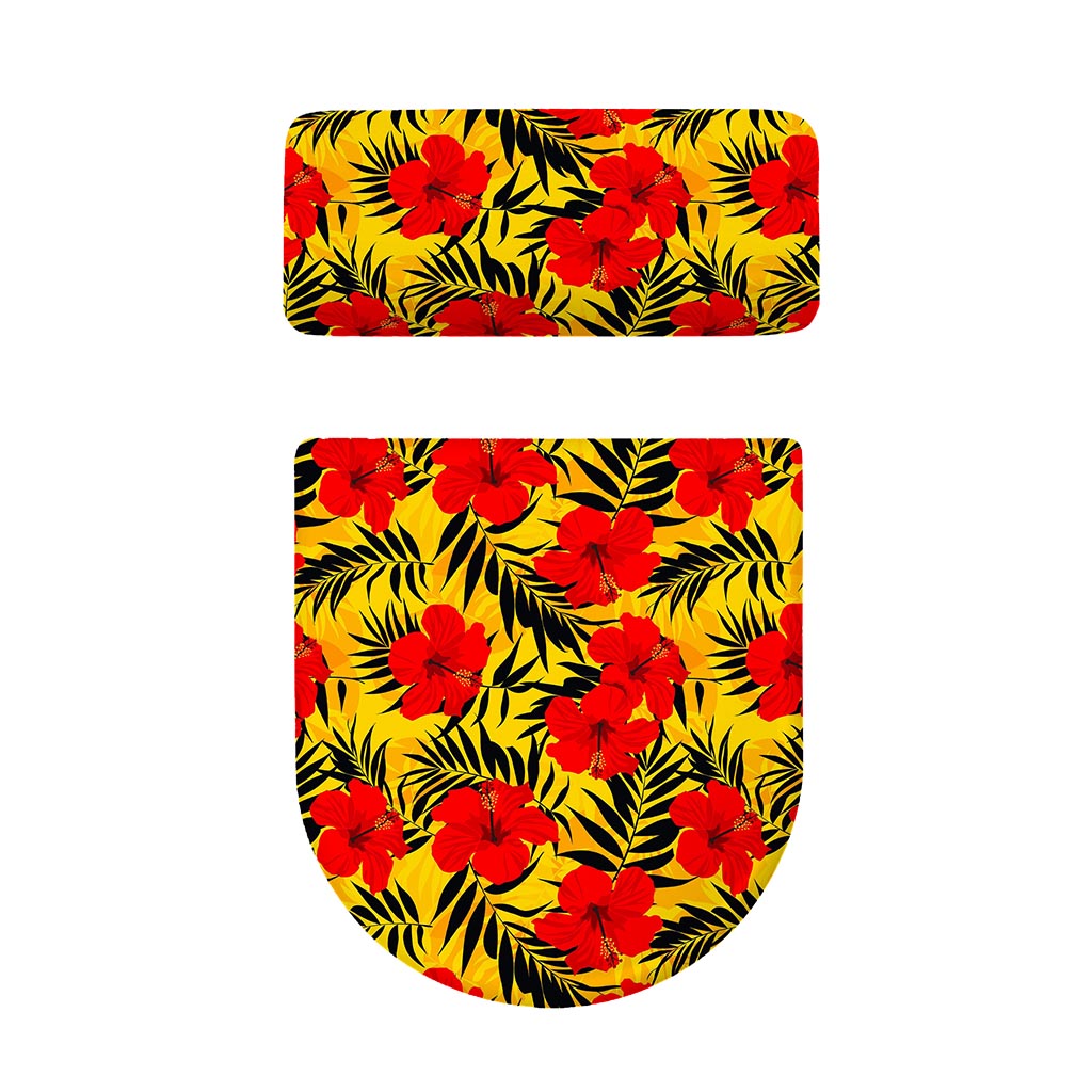 Hawaiian Hibiscus Flowers Pattern Print Toilet Lid And Tank Cover Set