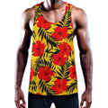 Hawaiian Hibiscus Flowers Pattern Print Men's Workout Tank Top