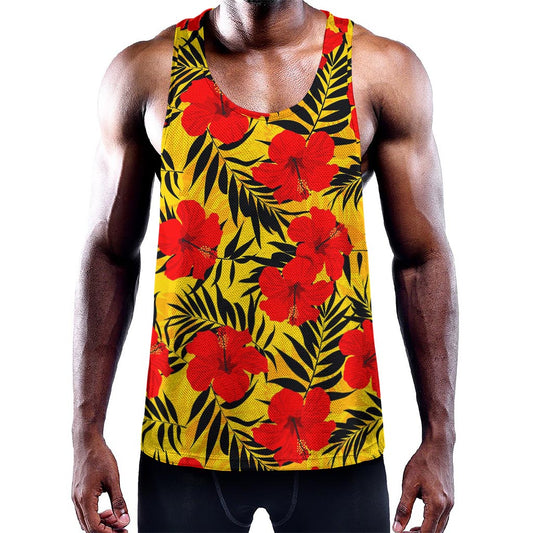 Hawaiian Hibiscus Flowers Pattern Print Training Tank Top