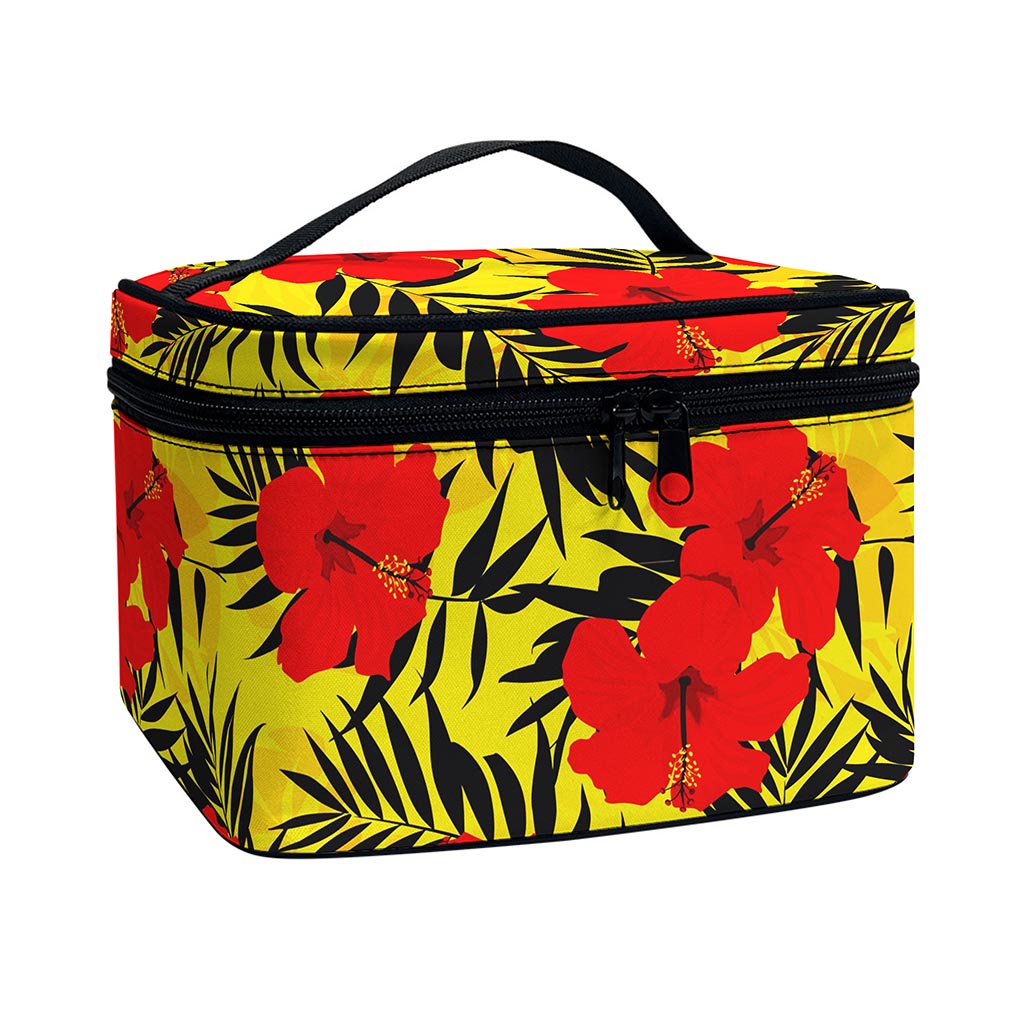 Hawaiian Hibiscus Flowers Pattern Print Travel Makeup Bag