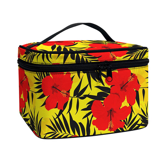 Hawaiian Hibiscus Flowers Pattern Print Travel Makeup Bag
