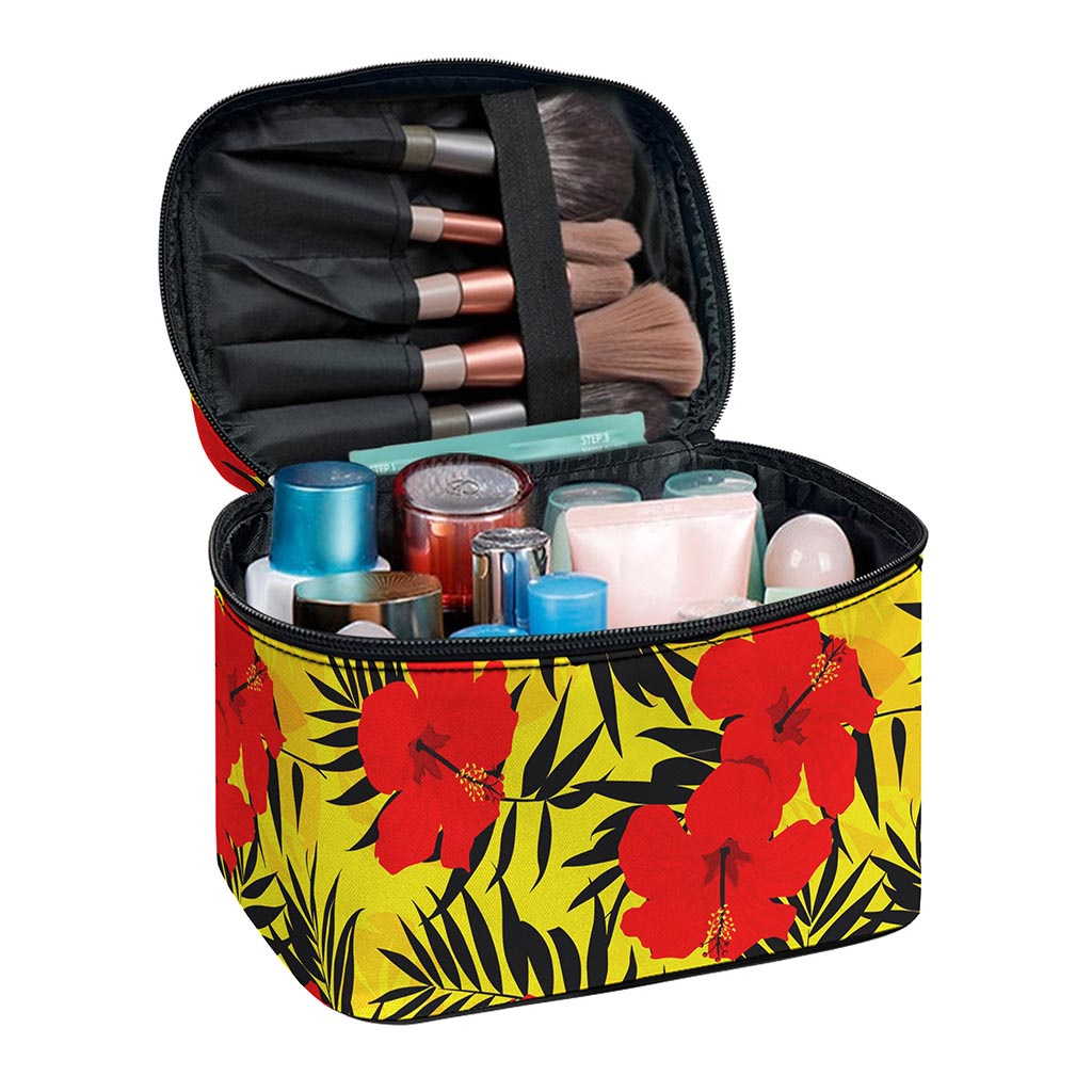 Hawaiian Hibiscus Flowers Pattern Print Travel Makeup Bag