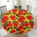 Hawaiian Hibiscus Flowers Pattern Print Waterproof Round Tablecloth