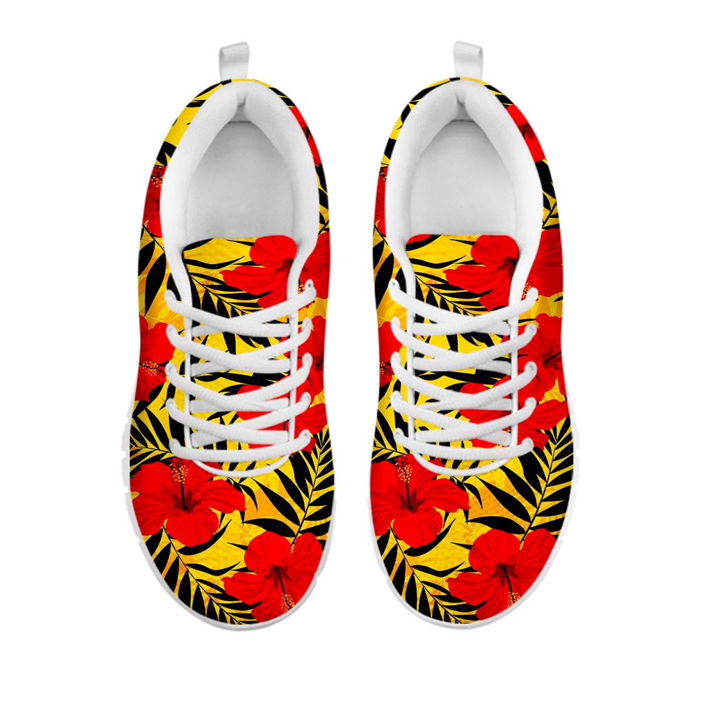Hawaiian Hibiscus Flowers Pattern Print White Running Shoes