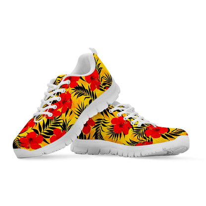 Hawaiian Hibiscus Flowers Pattern Print White Running Shoes