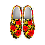 Hawaiian Hibiscus Flowers Pattern Print White Slip On Sneakers