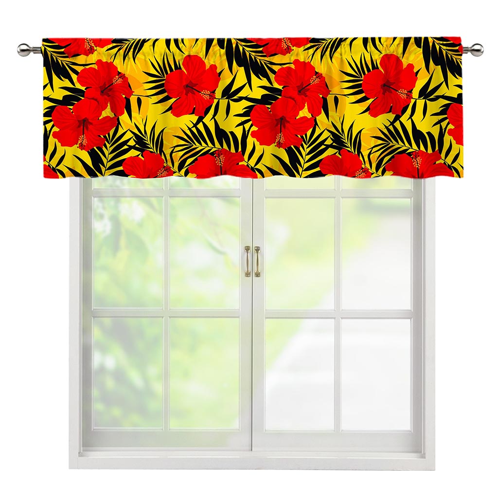 Hawaiian Hibiscus Flowers Pattern Print Window Valance