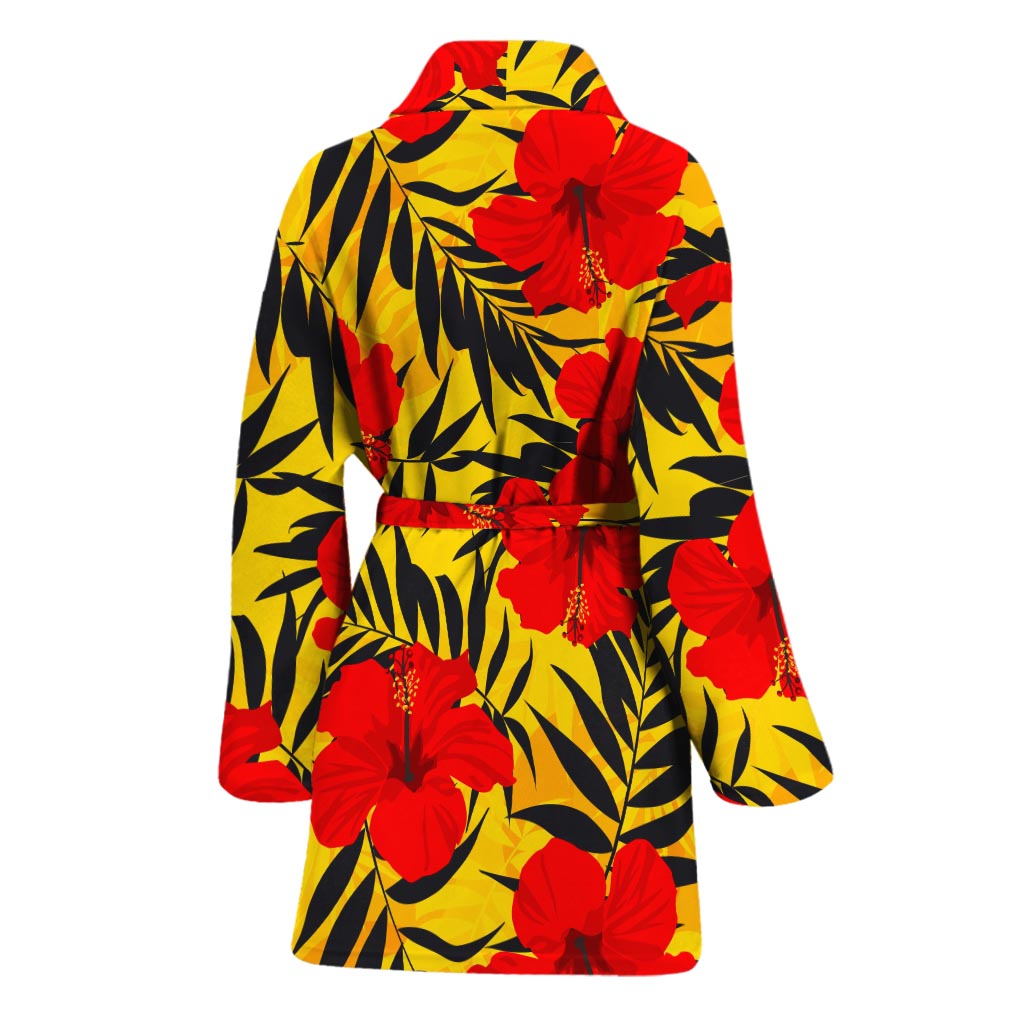 Hawaiian Hibiscus Flowers Pattern Print Women's Bathrobe