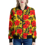 Hawaiian Hibiscus Flowers Pattern Print Women's Bomber Jacket