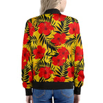 Hawaiian Hibiscus Flowers Pattern Print Women's Bomber Jacket