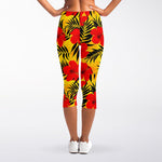 Hawaiian Hibiscus Flowers Pattern Print Women's Capri Leggings