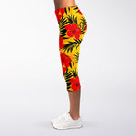 Hawaiian Hibiscus Flowers Pattern Print Women's Capri Leggings