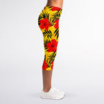 Hawaiian Hibiscus Flowers Pattern Print Women's Capri Leggings