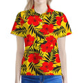 Hawaiian Hibiscus Flowers Pattern Print Women's Polo Shirt