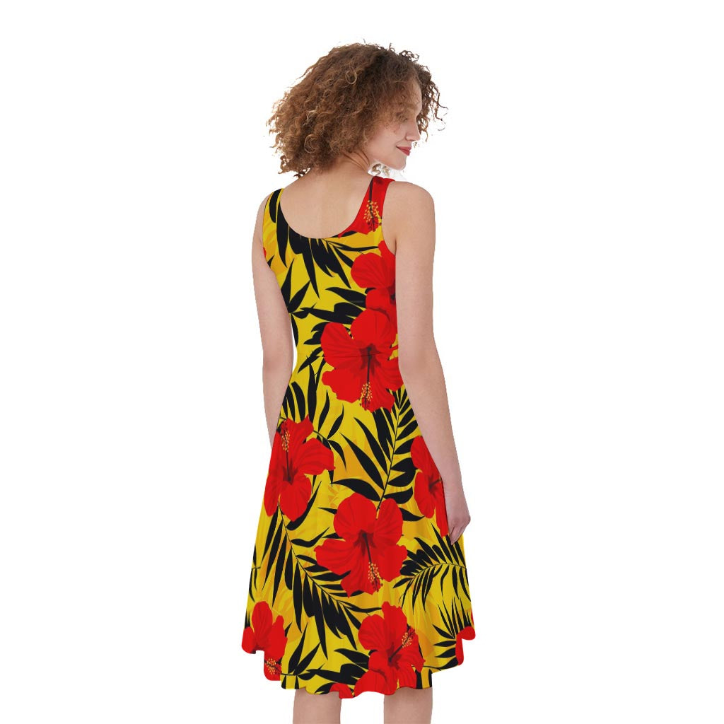 Hawaiian Hibiscus Flowers Pattern Print Women's Sleeveless Dress