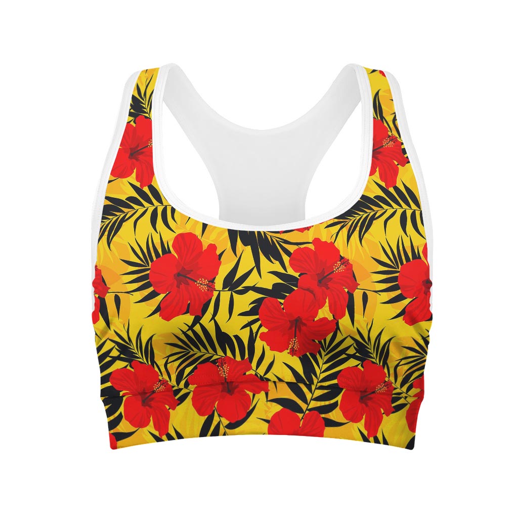 Hawaiian Hibiscus Flowers Pattern Print Women's Sports Bra