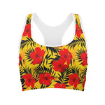 Hawaiian Hibiscus Flowers Pattern Print Women's Sports Bra