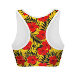Hawaiian Hibiscus Flowers Pattern Print Women's Sports Bra