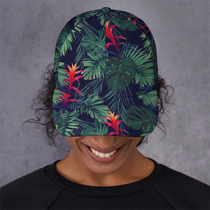 Hawaiian Palm Leaves Pattern Print Baseball Cap
