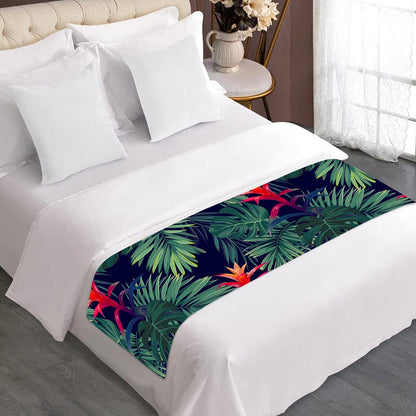 Hawaiian Palm Leaves Pattern Print Bed Runner